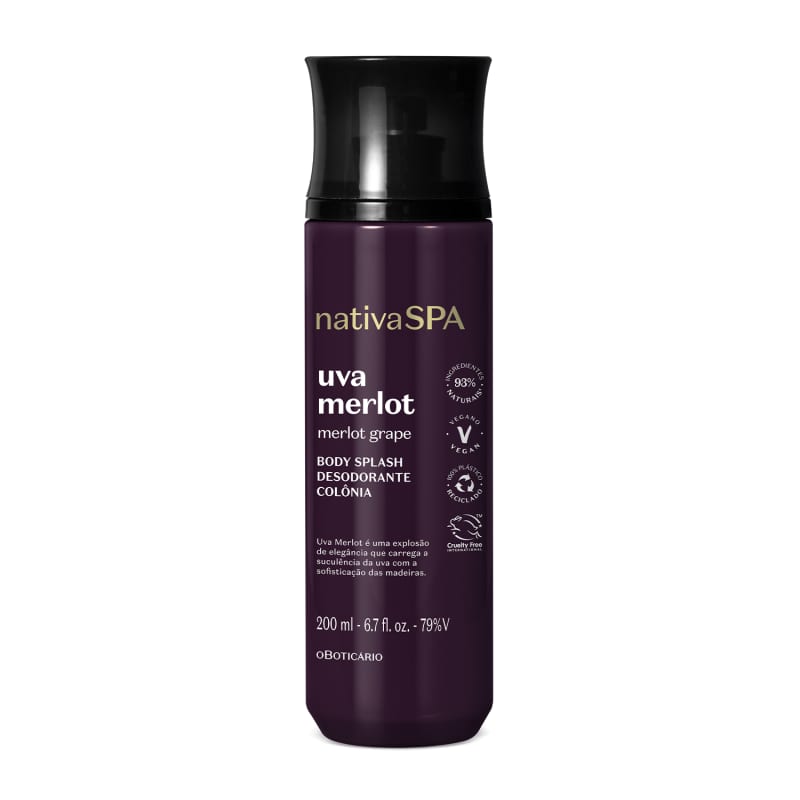 Body Splash Desodorante Colônia Nativa Spa Uva Merlot 200ml - oBoticário