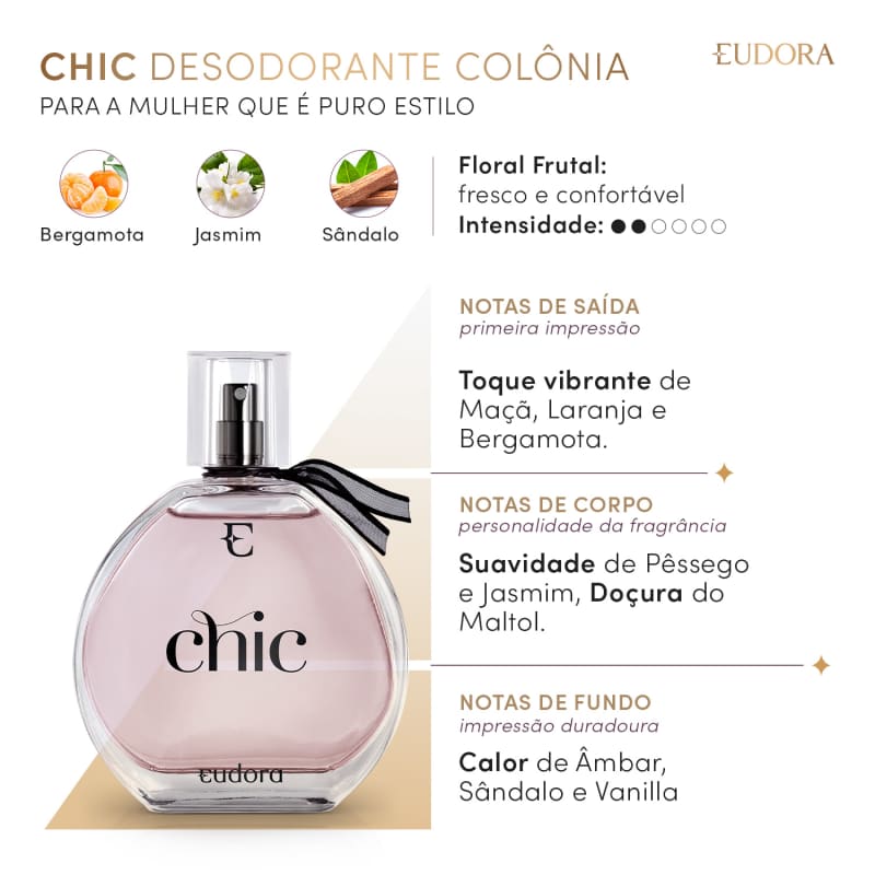 Colônia Desodorante Chic Tradicional 95ml - Eudora