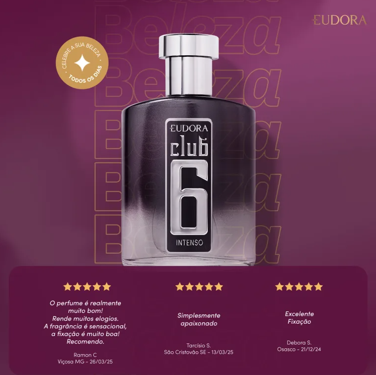 Club 6 Intenso Desodorante Colônia 95ml - Eudora