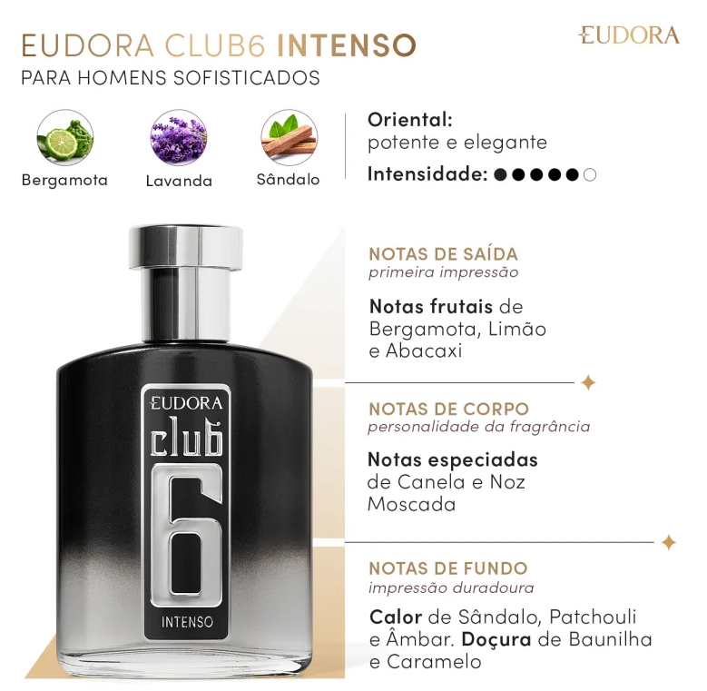Club 6 Intenso Desodorante Colônia 95ml - Eudora